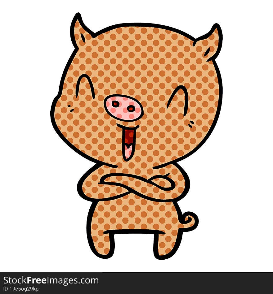 happy cartoon pig. happy cartoon pig