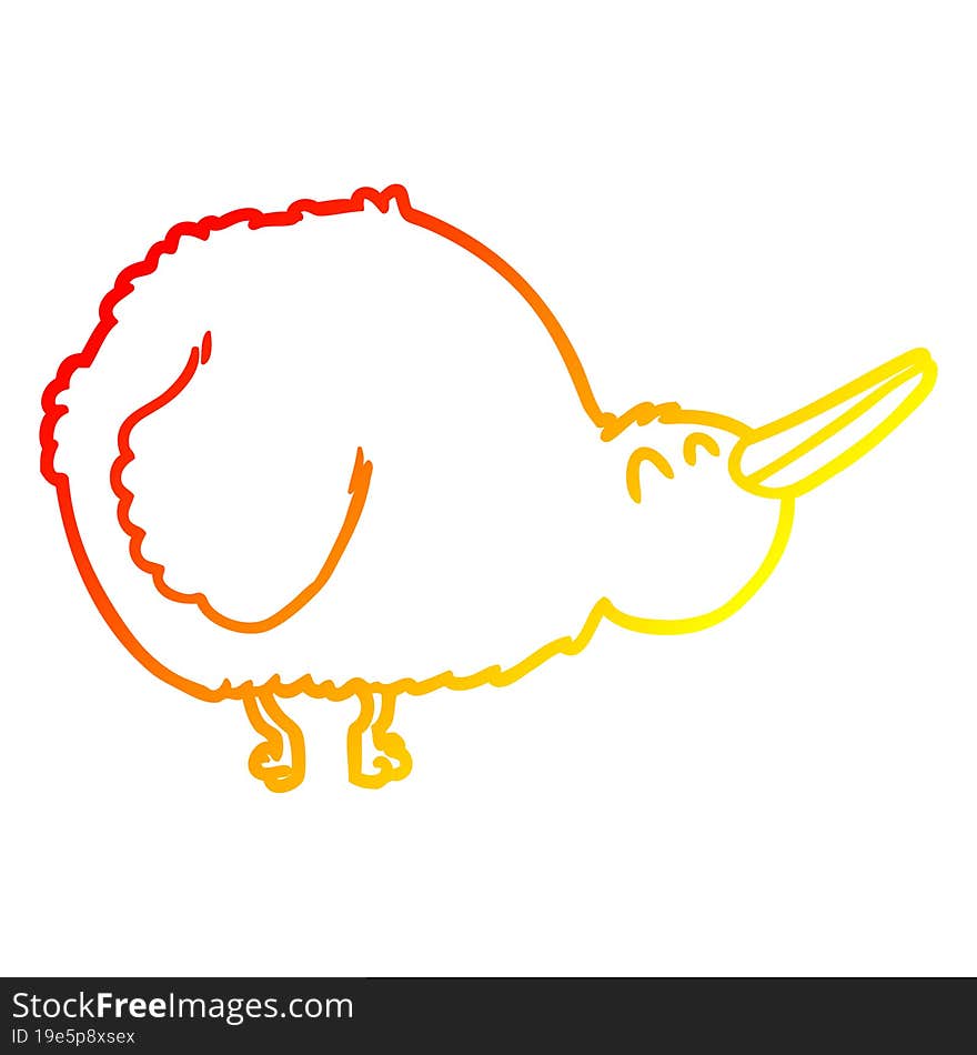 warm gradient line drawing cartoon kiwi bird