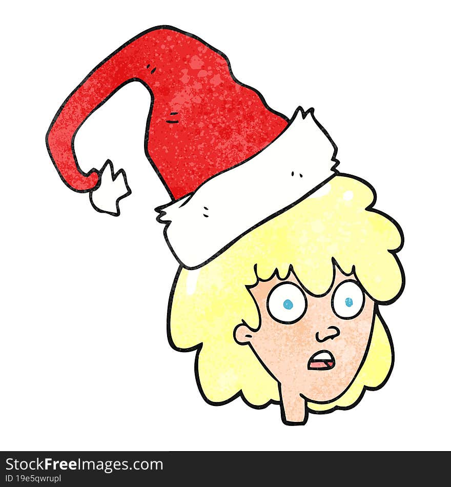 textured cartoon woman with santa hat