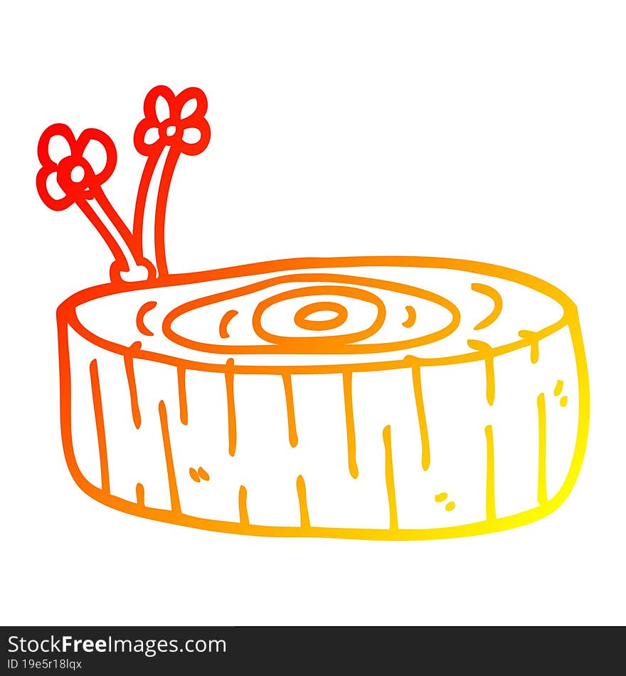 warm gradient line drawing cartoon tree log