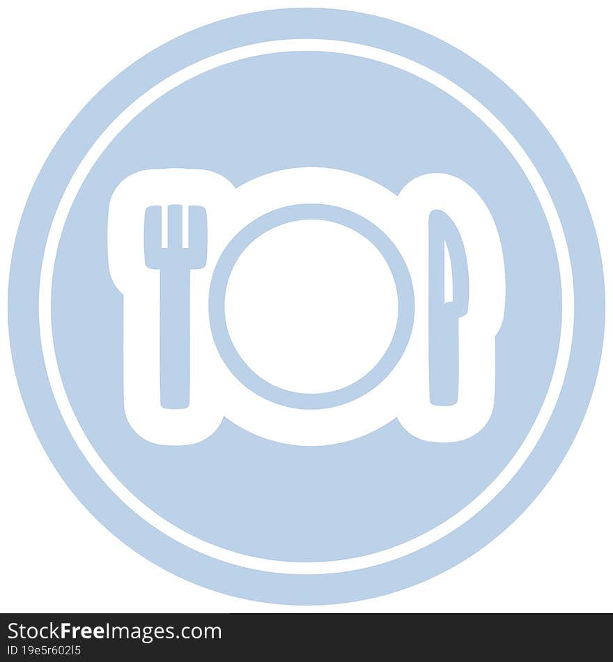 Knife Fork And Plate Circular Icon