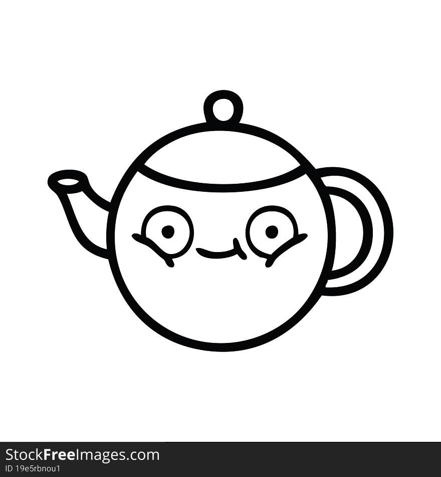 line drawing cartoon of a teapot. line drawing cartoon of a teapot