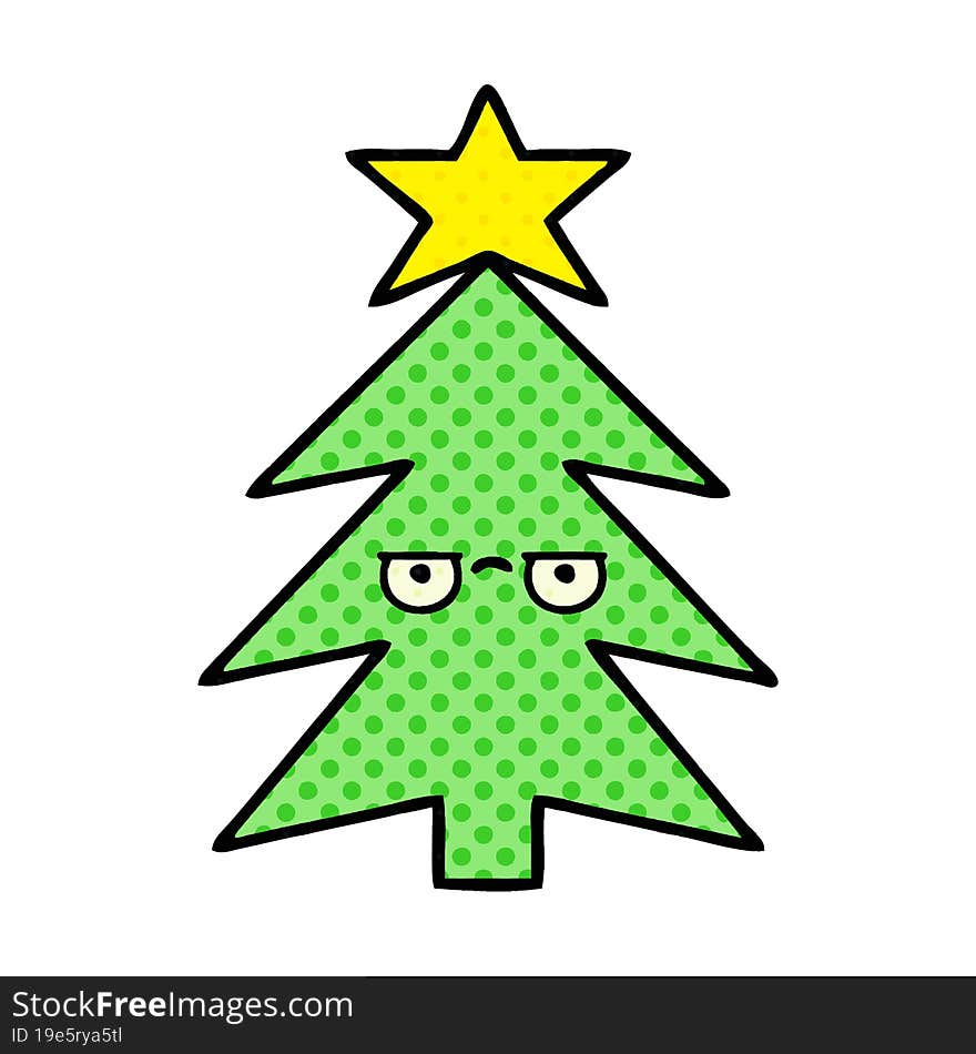 comic book style cartoon christmas tree