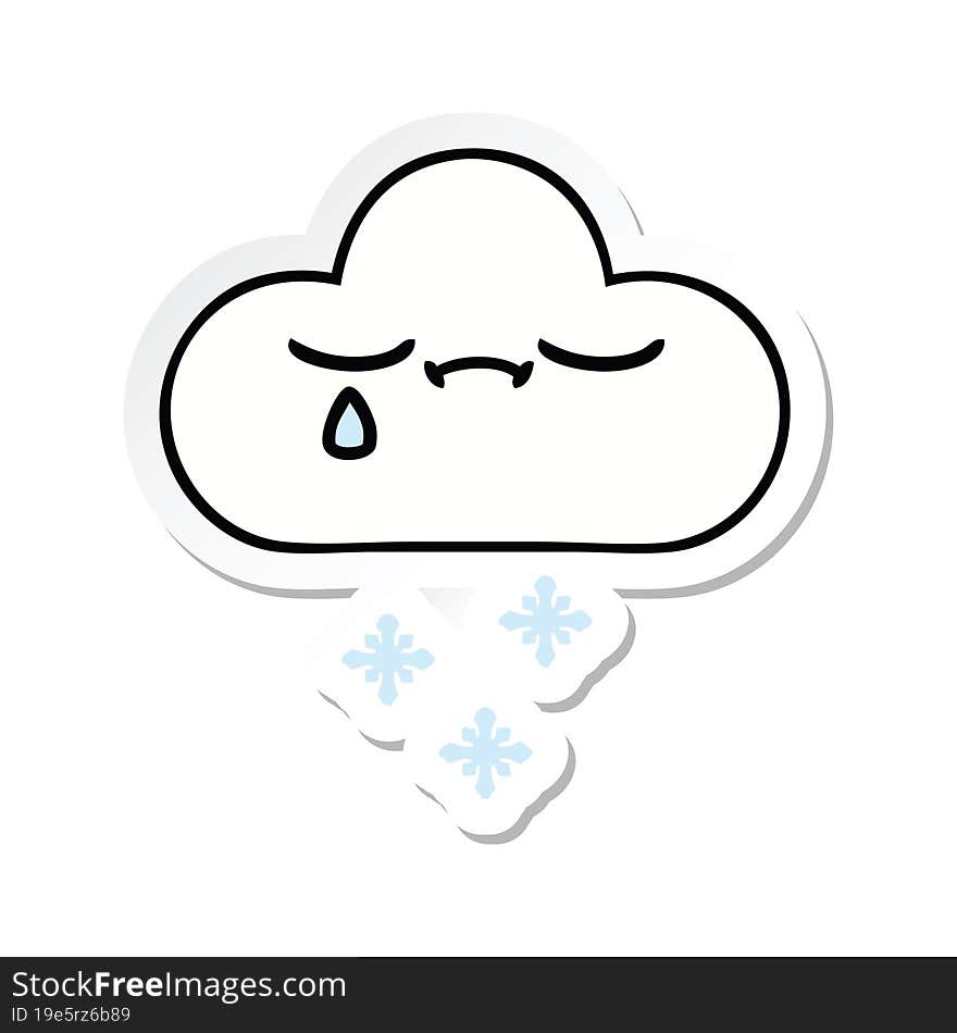 sticker of a cute cartoon snow cloud