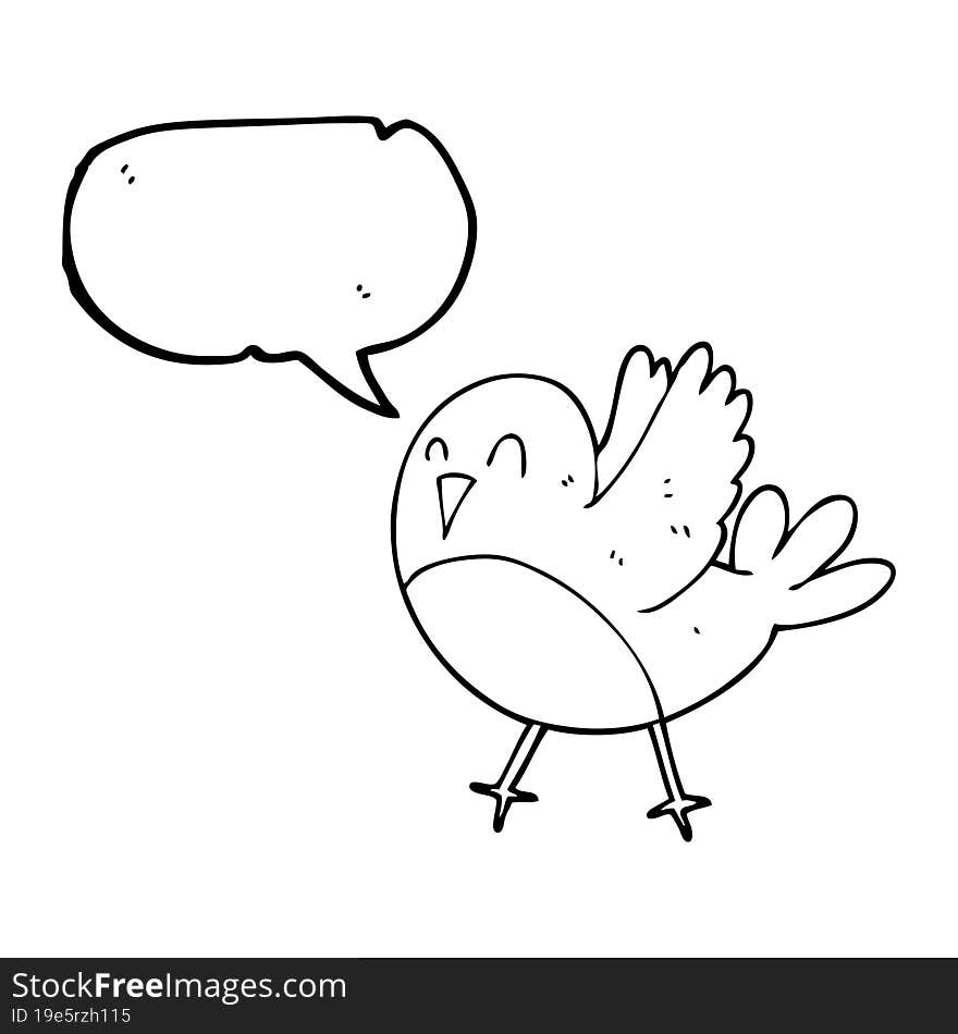 freehand drawn speech bubble cartoon bird