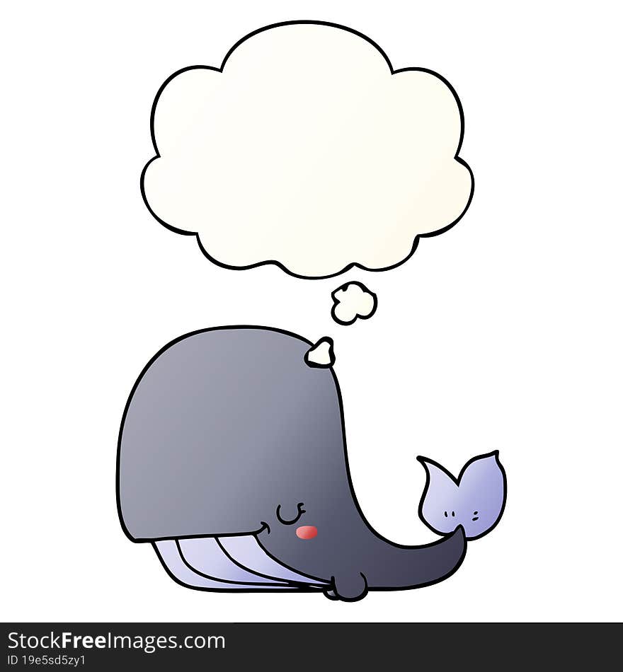 Cartoon Whale And Thought Bubble In Smooth Gradient Style