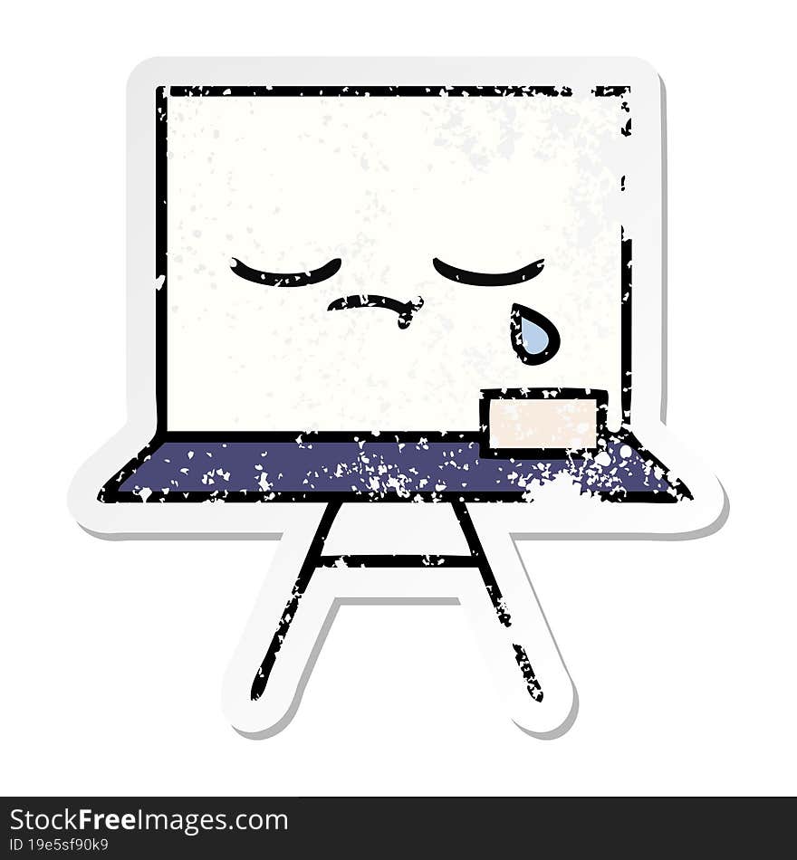 distressed sticker of a cute cartoon white board