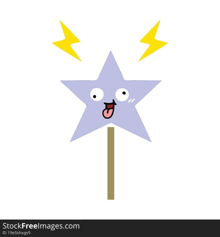 Flat Color Retro Cartoon Magic Wand