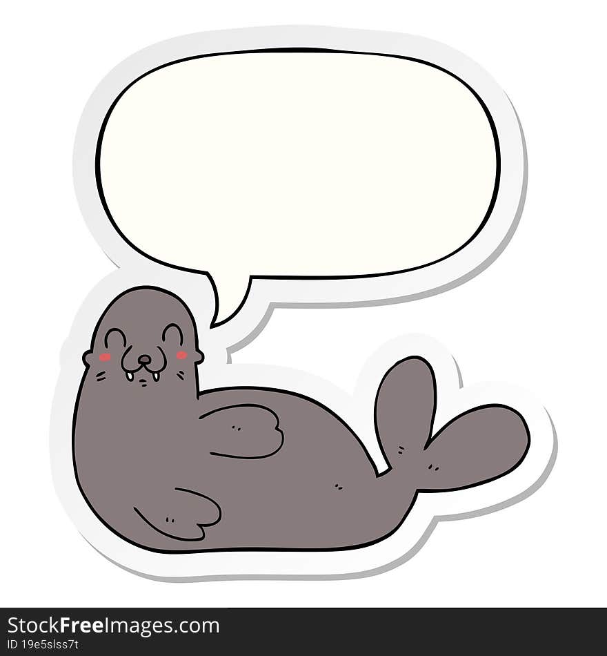 cartoon seal and speech bubble sticker