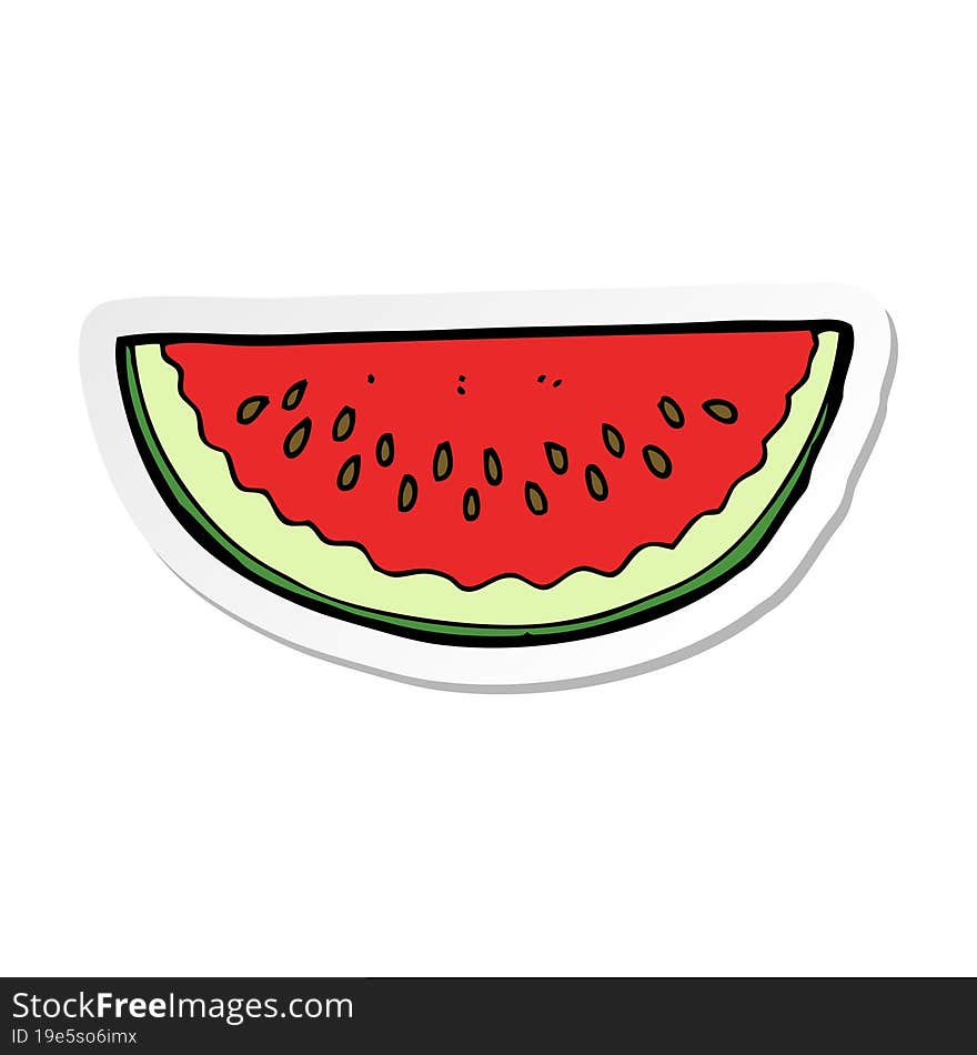 sticker of a cartoon watermelon slice