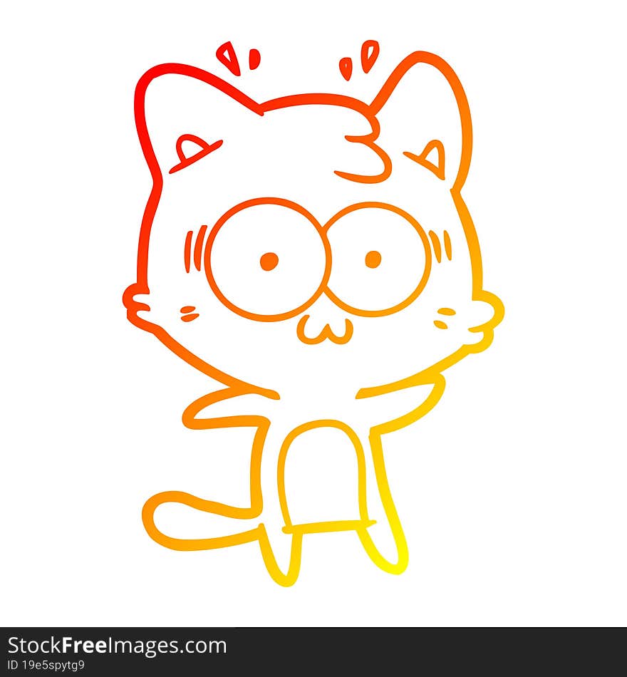 warm gradient line drawing cartoon surprised cat