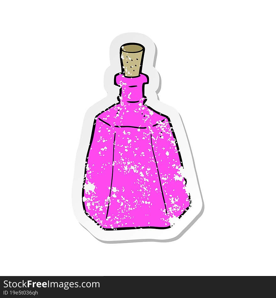 retro distressed sticker of a cartoon potion bottle