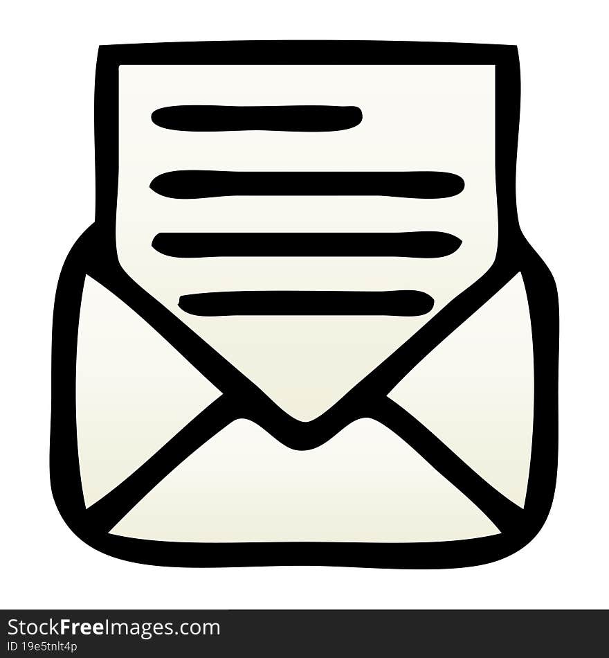 gradient shaded cartoon letter and envelope