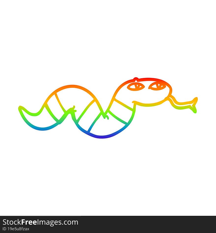 rainbow gradient line drawing cartoon snake