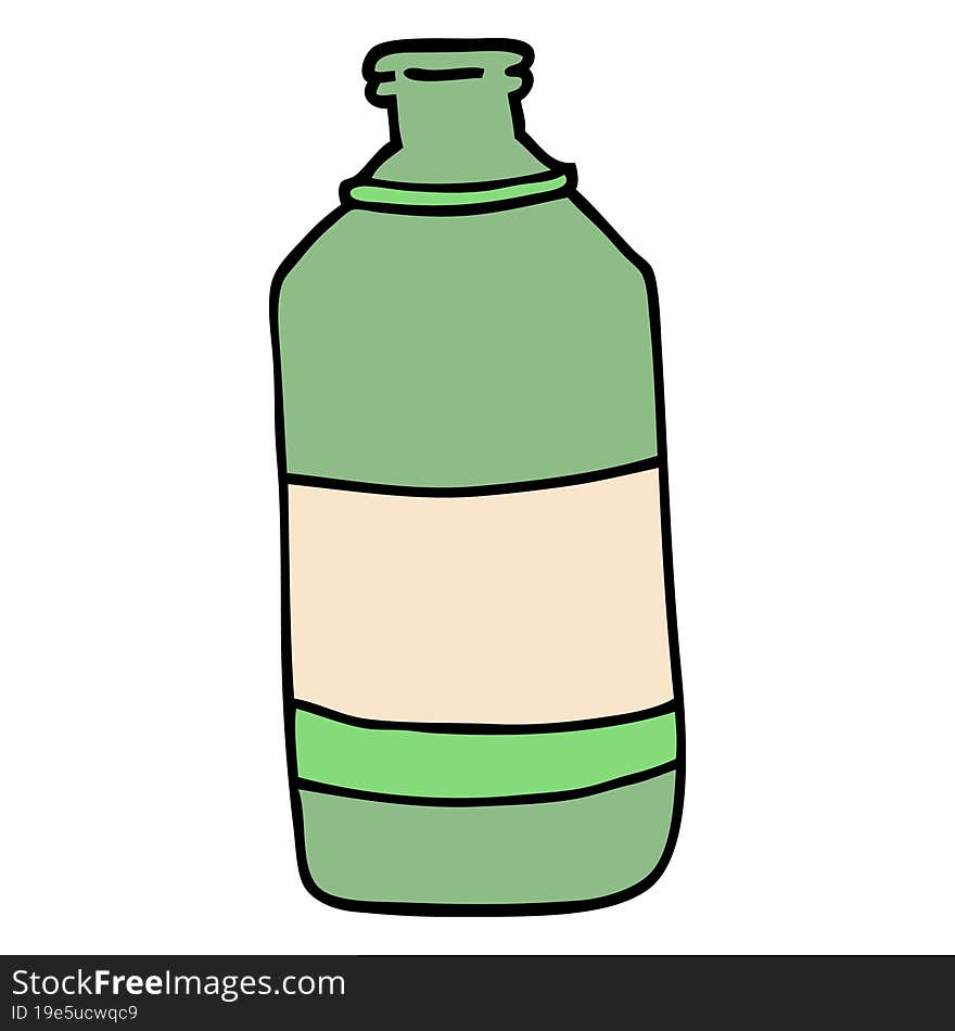 cartoon doodle old green bottle