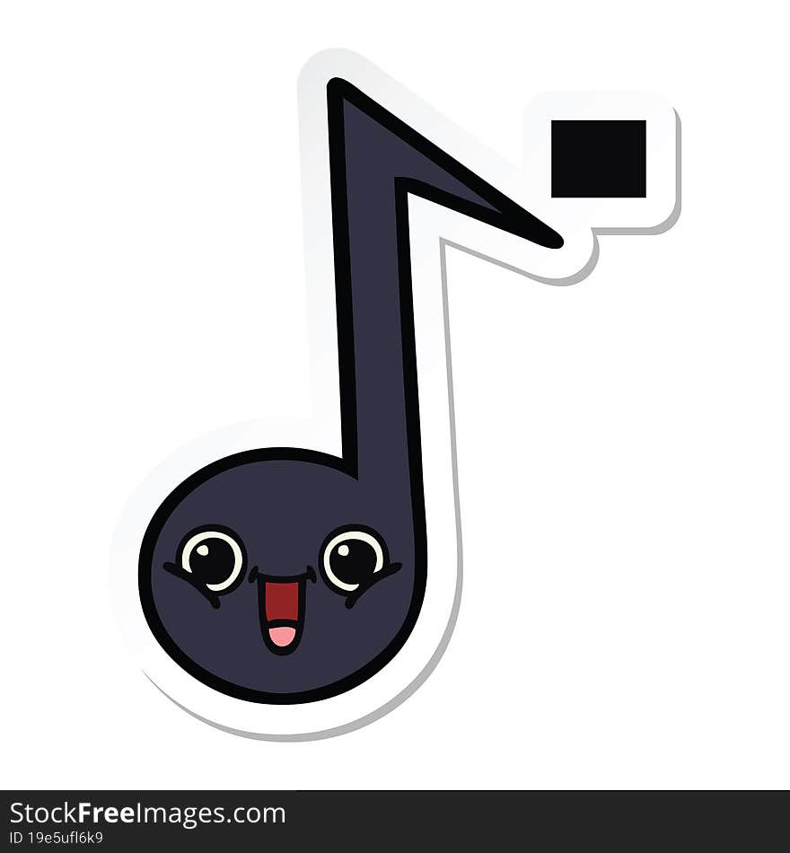 sticker of a cute cartoon musical note