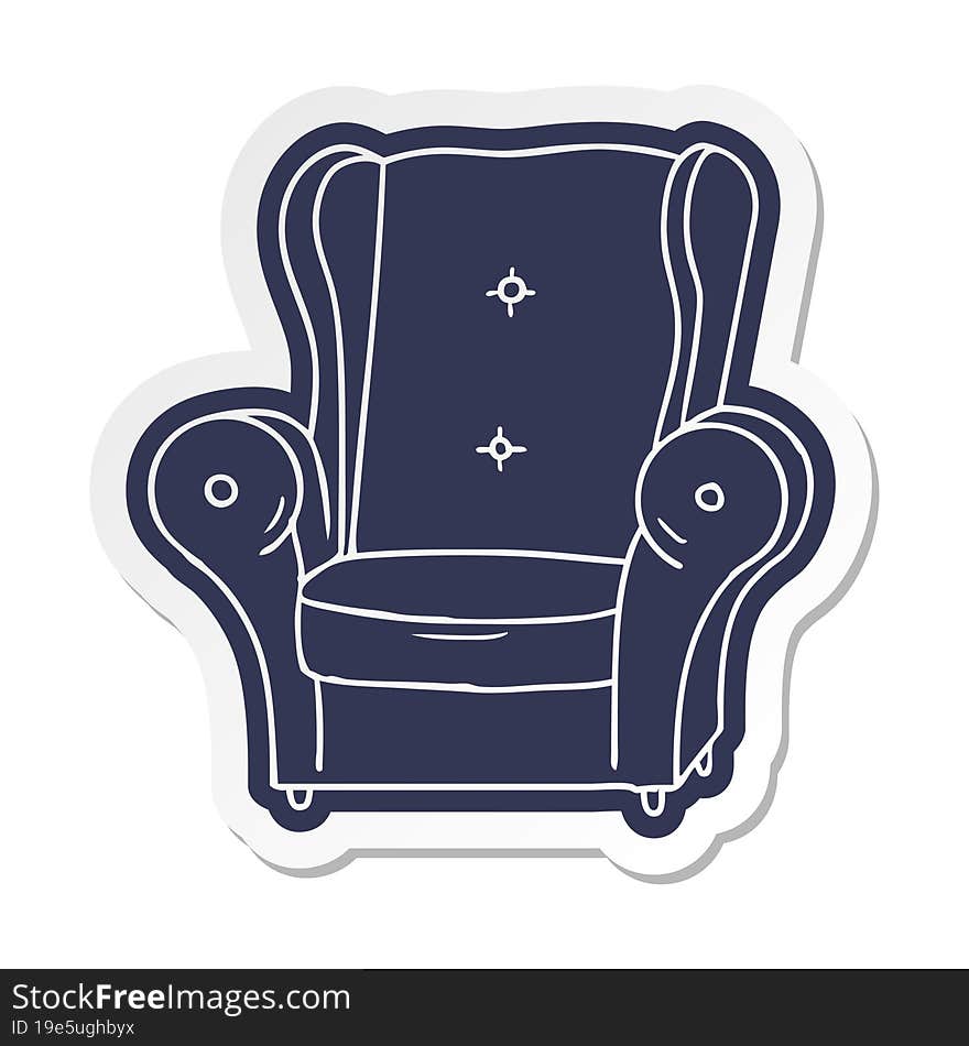 Cartoon Sticker Of An Old Armchair