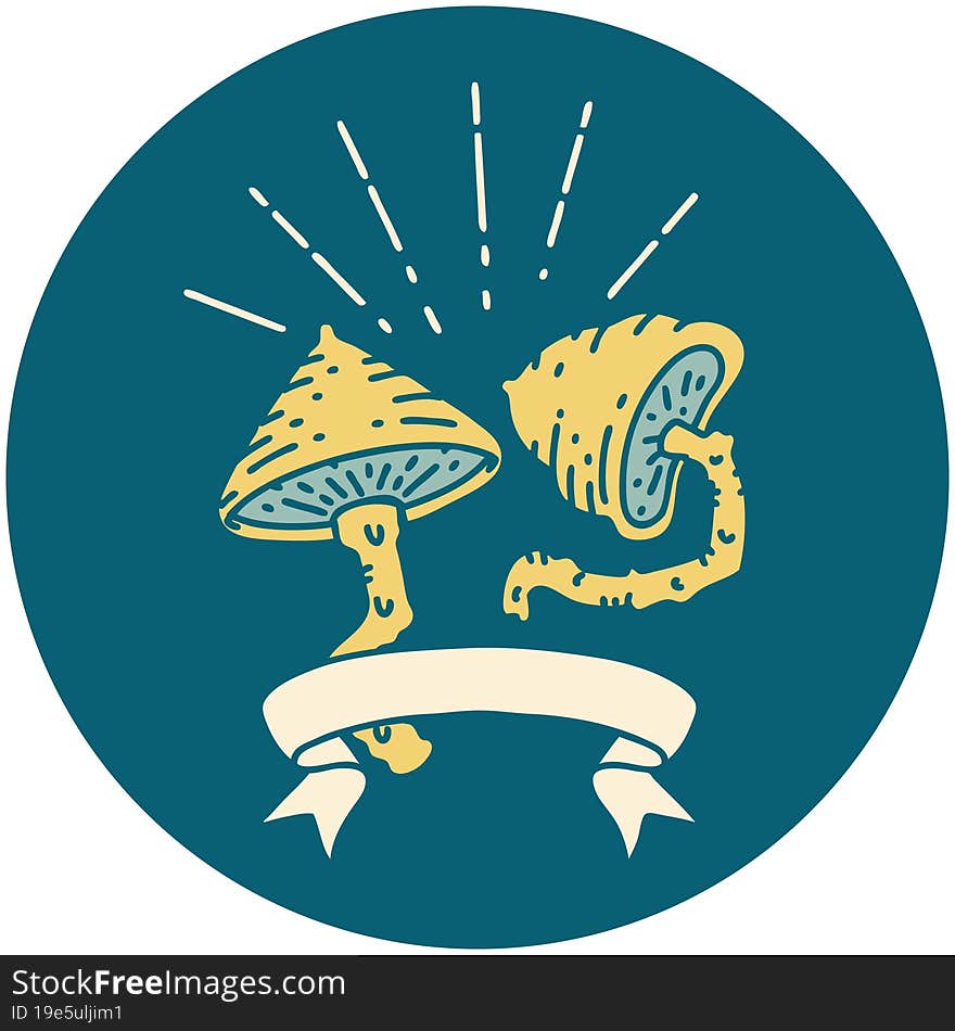 icon of tattoo style mushrooms