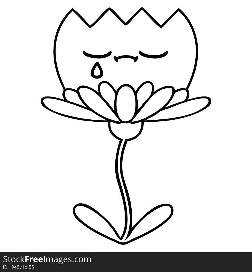 line drawing cartoon of a flower. line drawing cartoon of a flower