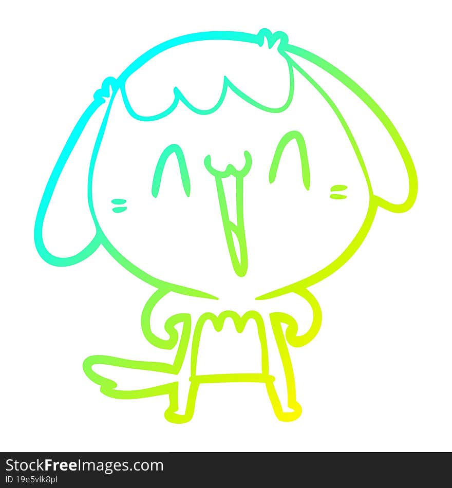 cold gradient line drawing cute cartoon dog