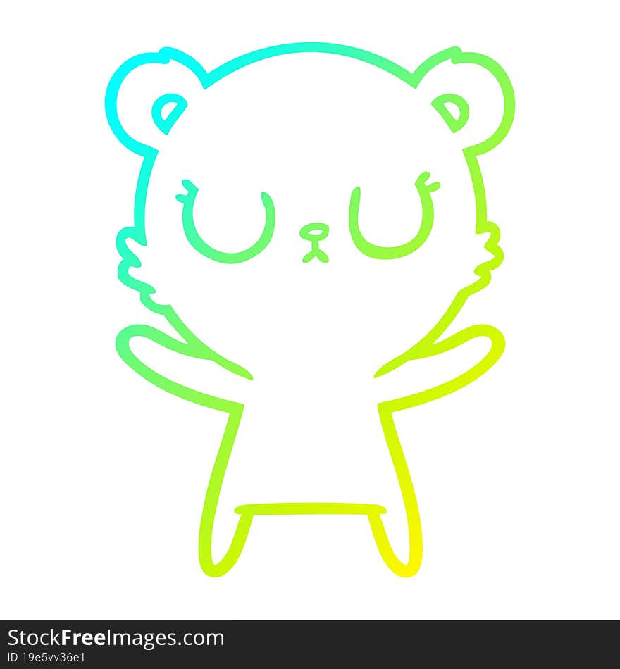 Cold Gradient Line Drawing Peaceful Cartoon Bear