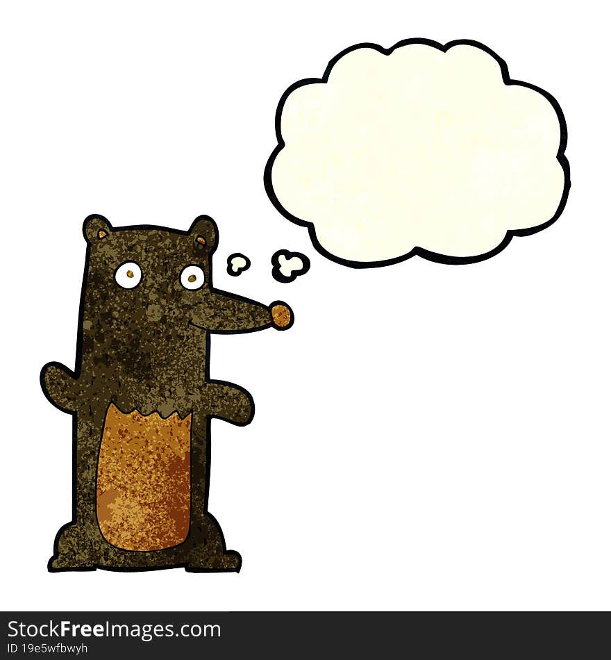 cartoon black bear with thought bubble