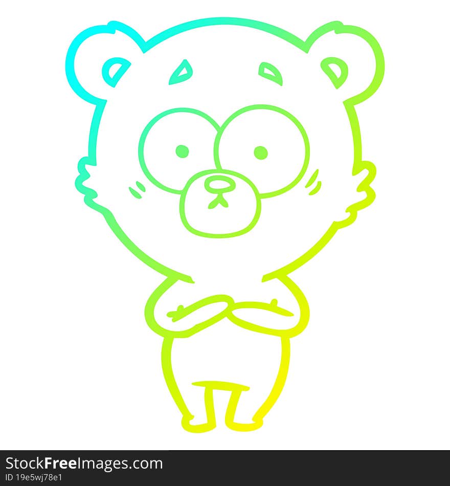 cold gradient line drawing surprised bear cartoon