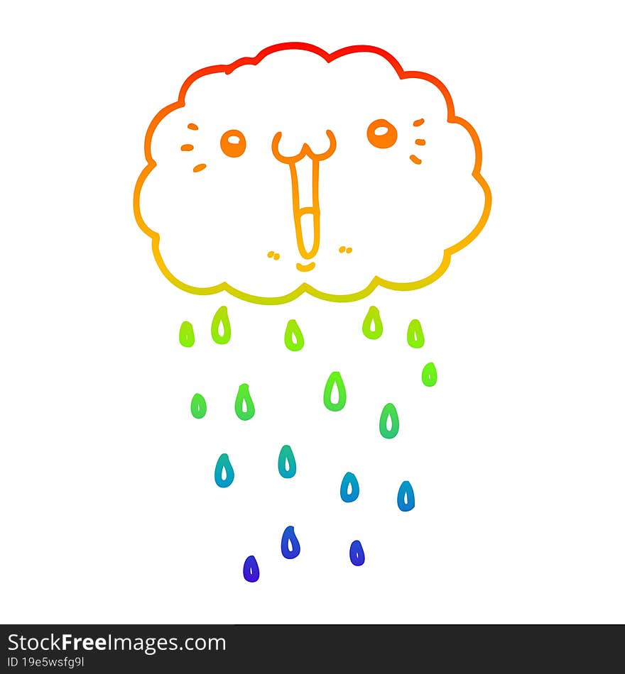 rainbow gradient line drawing cartoon cloud