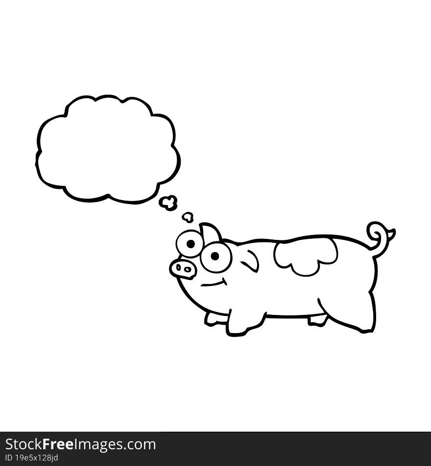 freehand drawn thought bubble cartoon pig