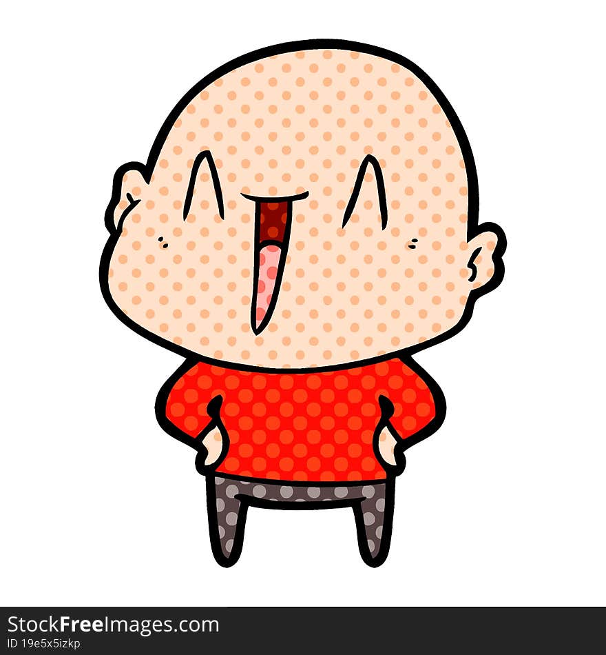 happy cartoon bald man. happy cartoon bald man