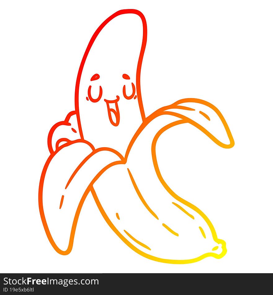 warm gradient line drawing cartoon banana