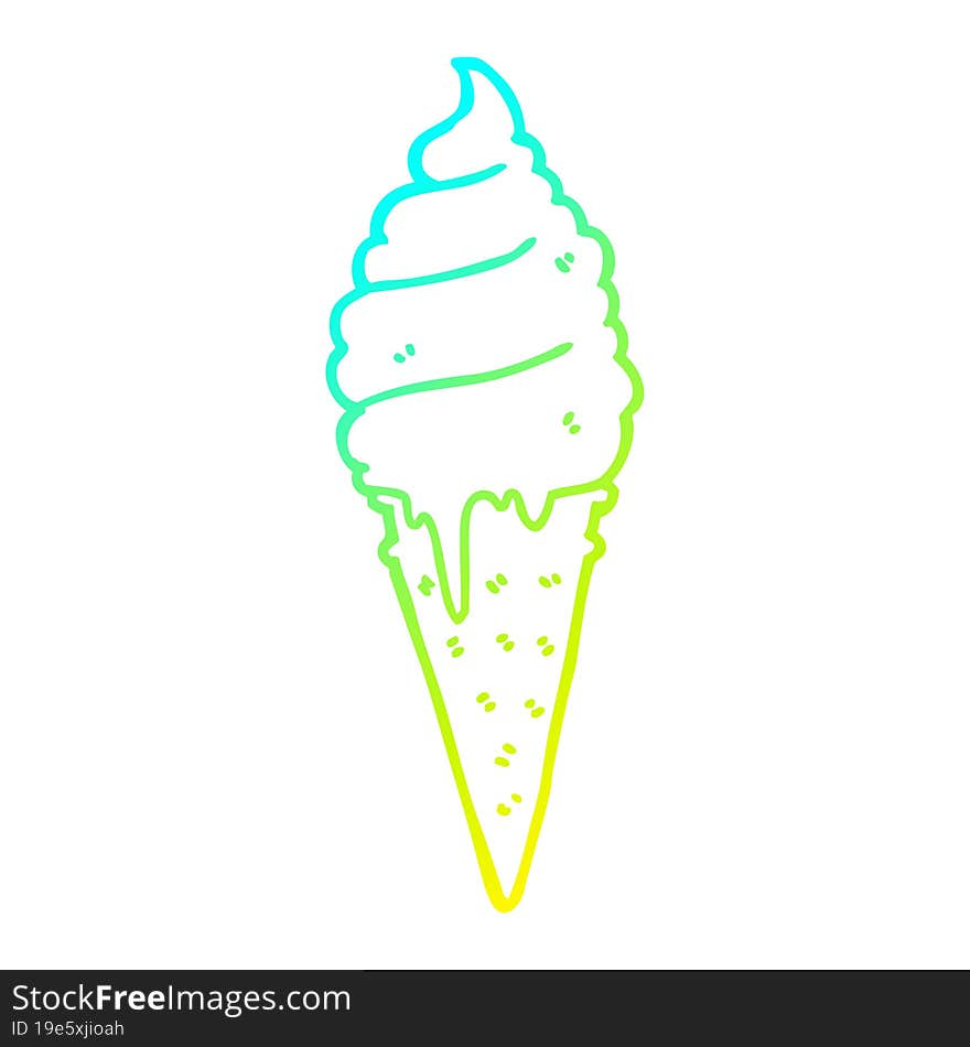 cold gradient line drawing cartoon ice cream