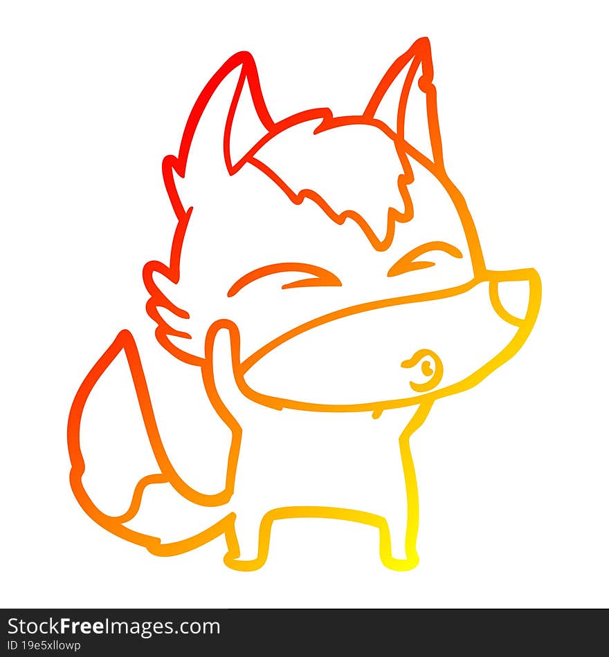 warm gradient line drawing cartoon wolf whistling