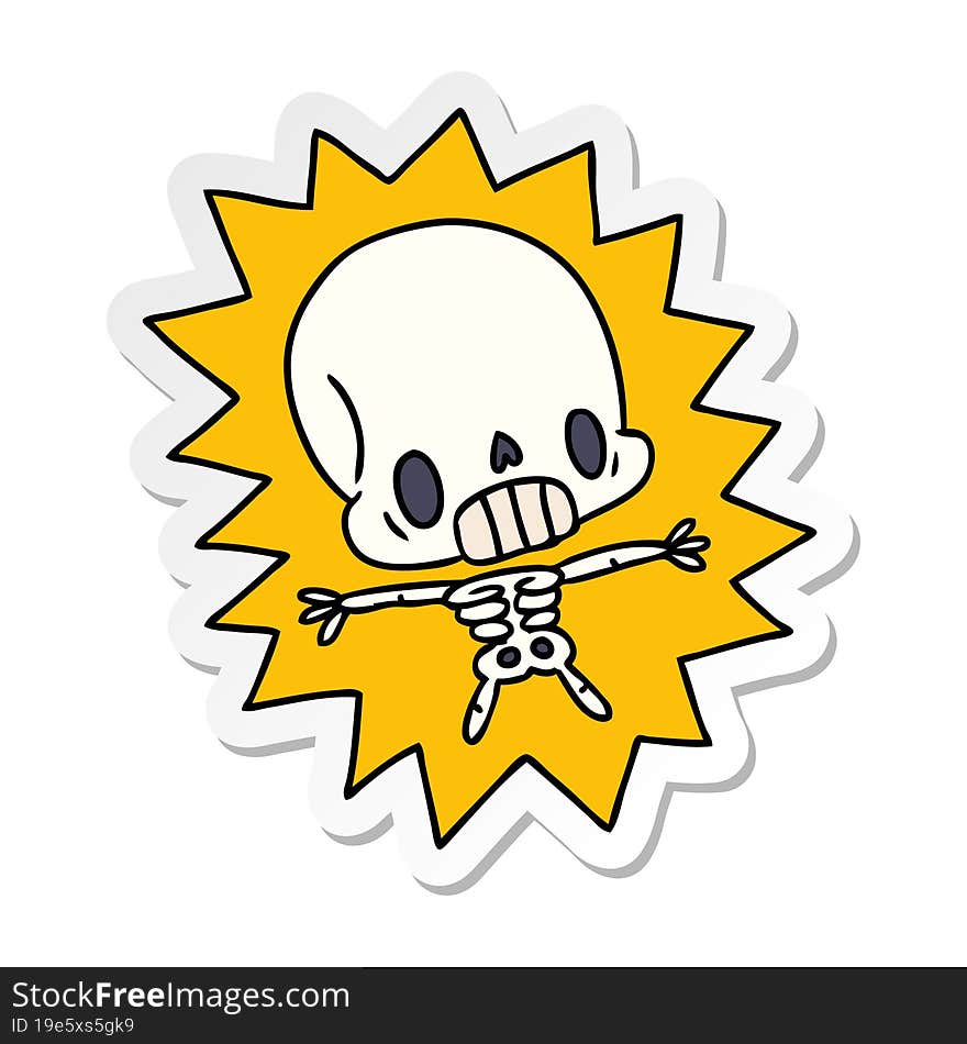 sticker cartoon kawaii electrocuted skeleton