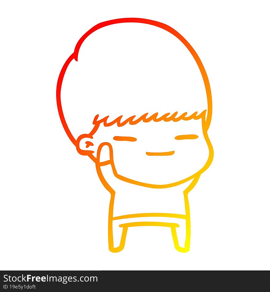 warm gradient line drawing cartoon smug boy