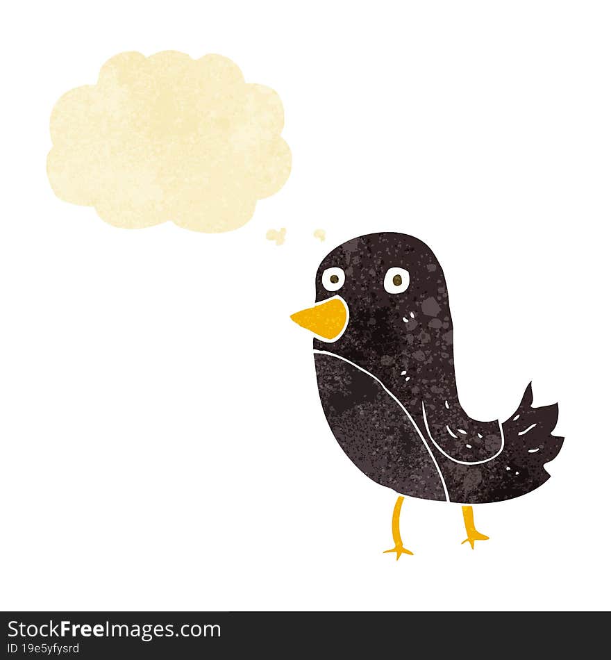 cartoon bird with thought bubble