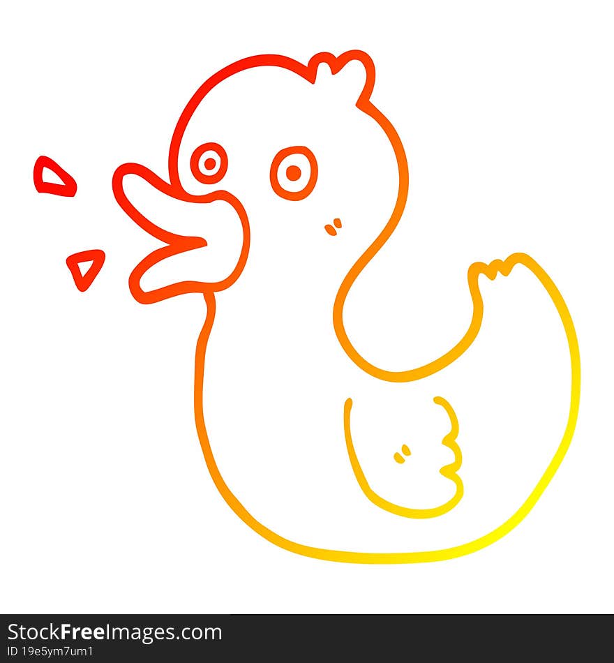 warm gradient line drawing cartoon quacking duck