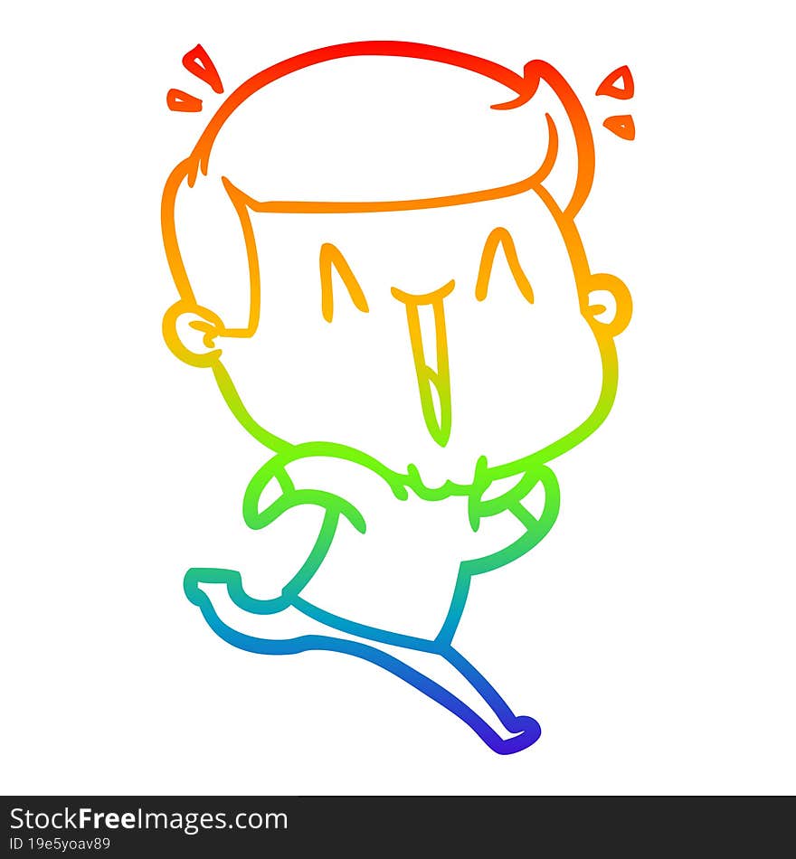 rainbow gradient line drawing cartoon excited man