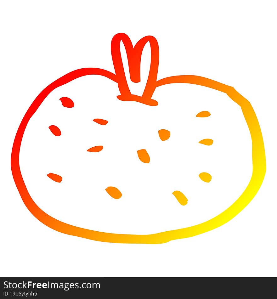 warm gradient line drawing of a cartoon organic orange