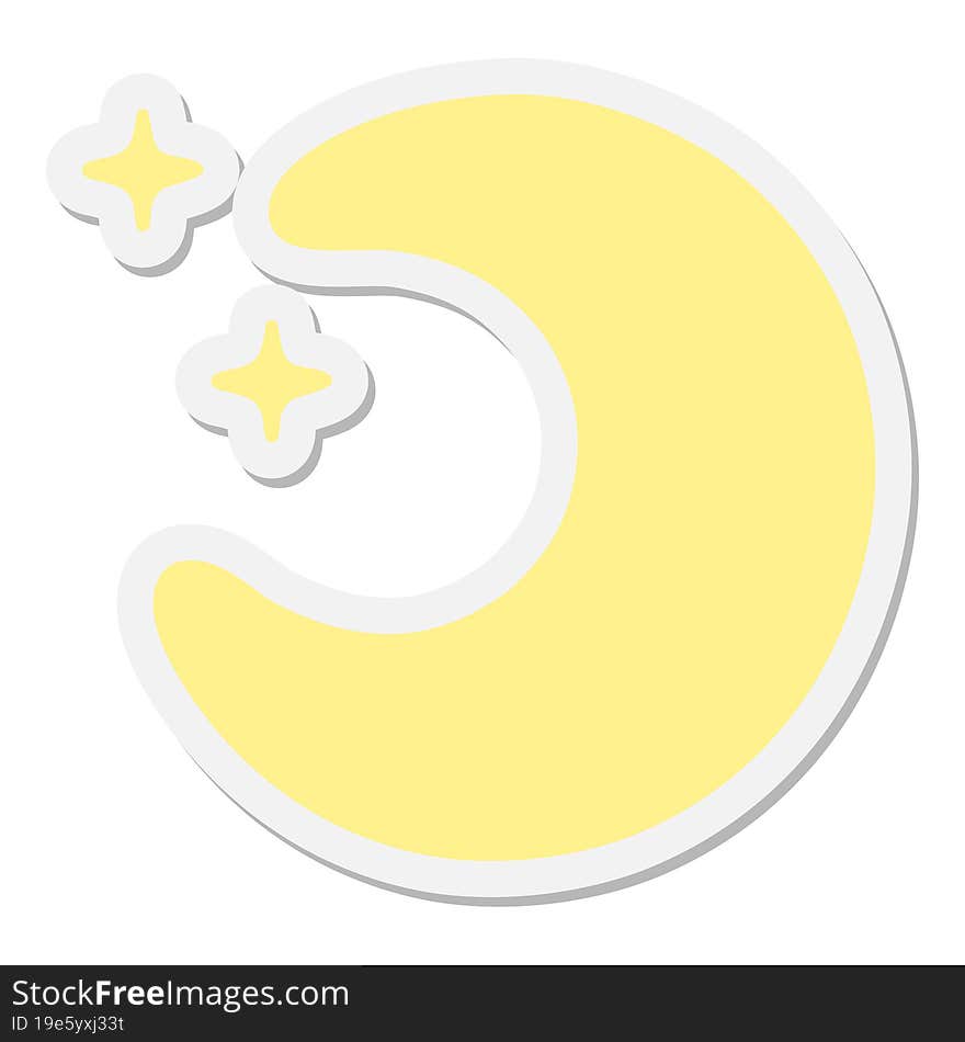 Cartoon Moon And Stars Sticker