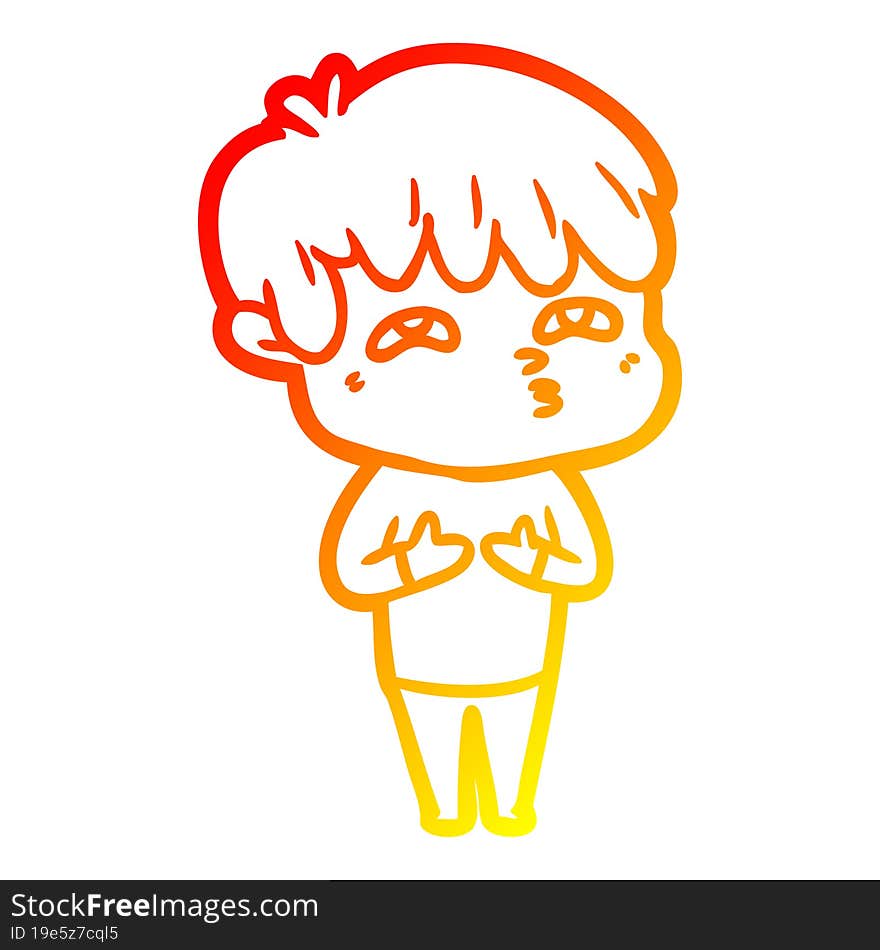 Warm Gradient Line Drawing Cartoon Curious Man