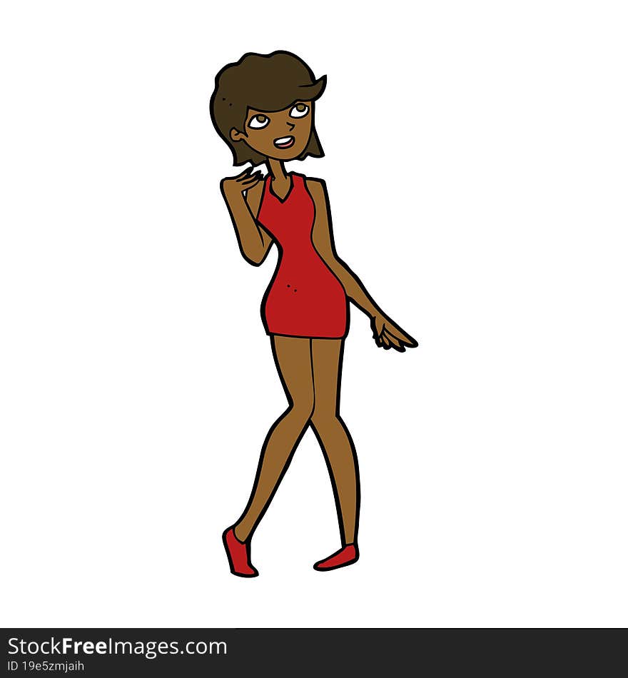 Cartoon Woman In Cocktail Dress