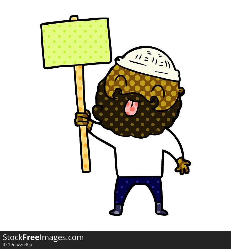 bearded protester cartoon. bearded protester cartoon