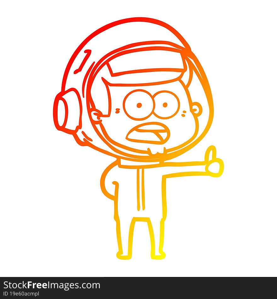 warm gradient line drawing cartoon surprised astronaut