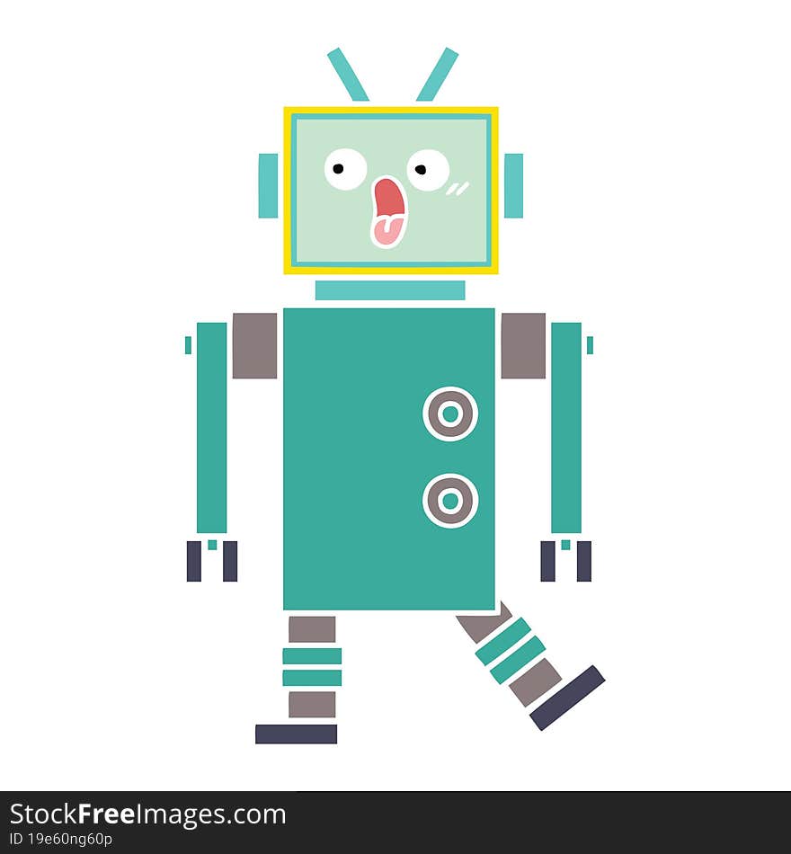 flat color retro cartoon of a robot