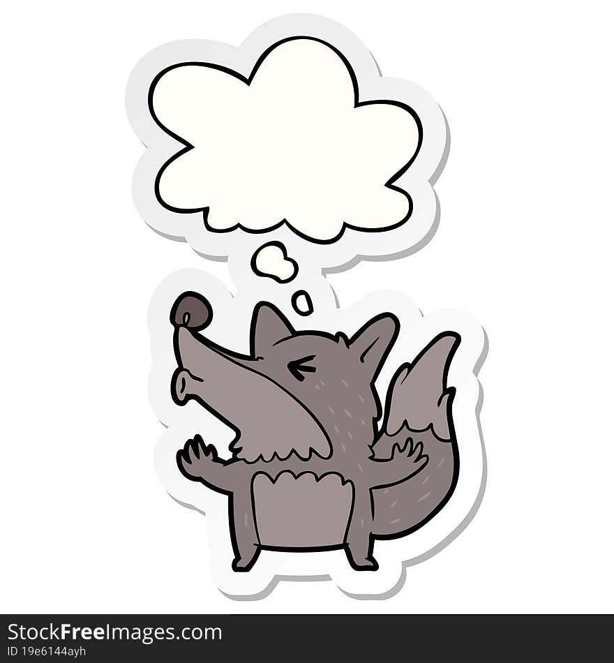 cartoon werewolf howling and thought bubble as a printed sticker