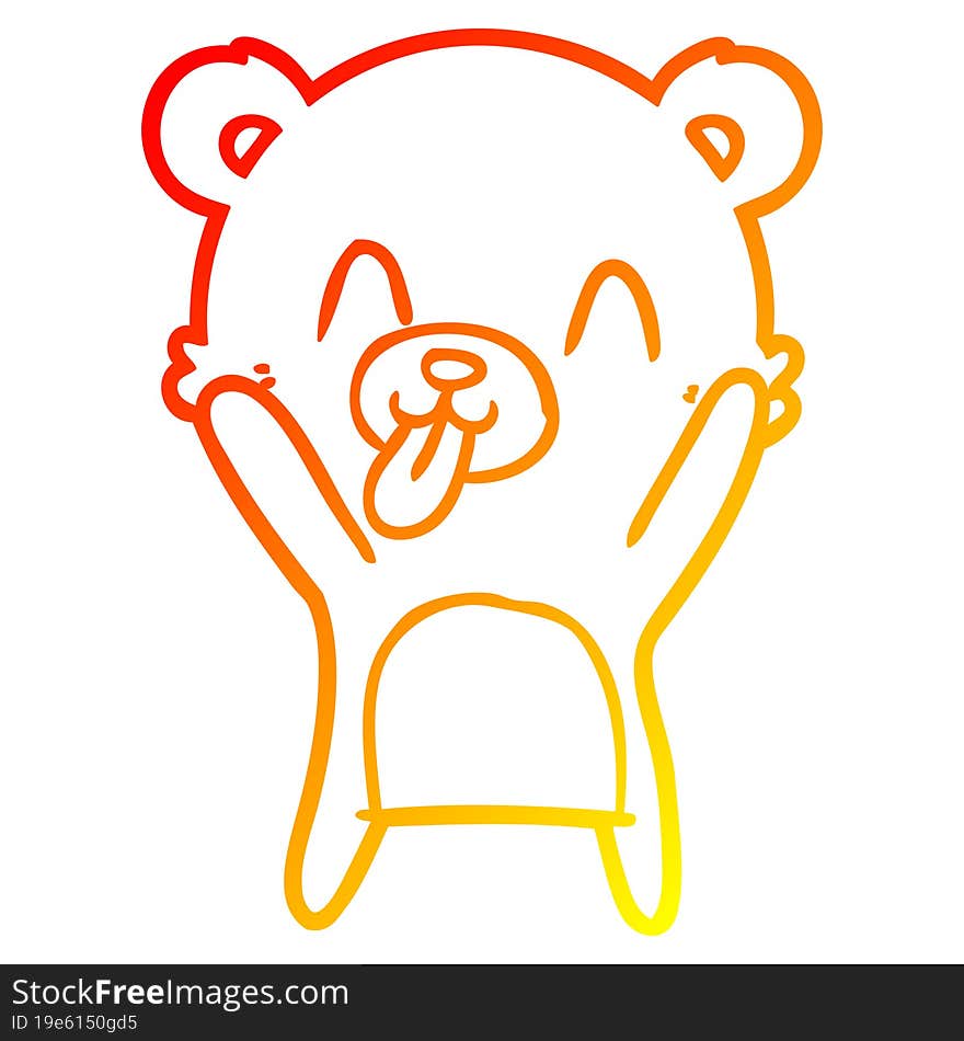 warm gradient line drawing rude cartoon bear