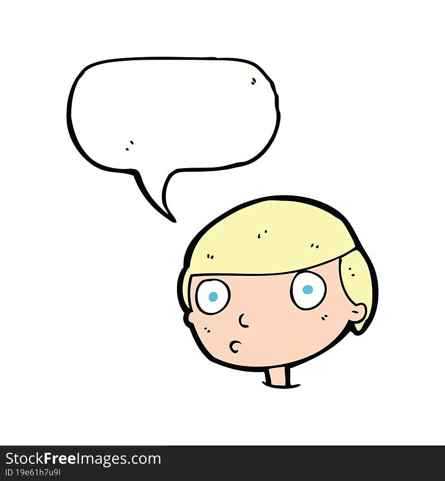 Cartoon Boy Staring With Speech Bubble