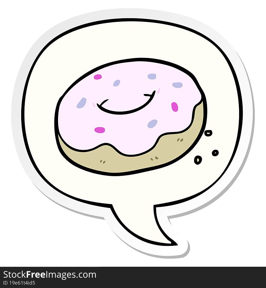 cartoon donut and sprinkles and speech bubble sticker