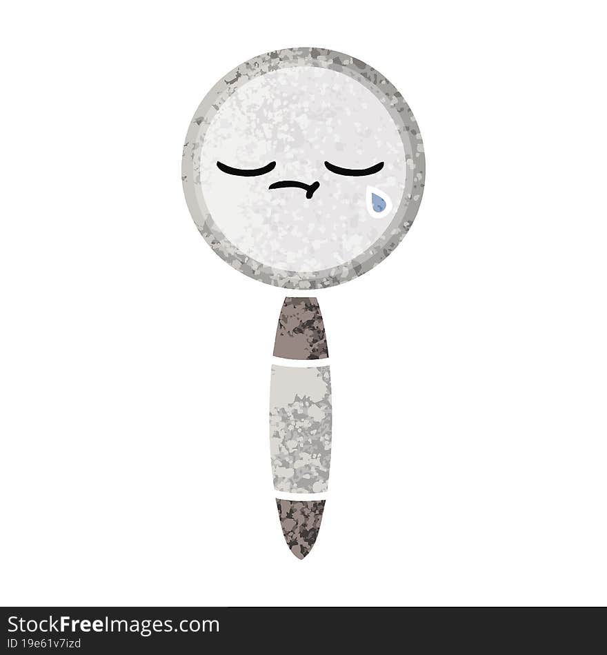 Retro Illustration Style Cartoon Magnifying Glass